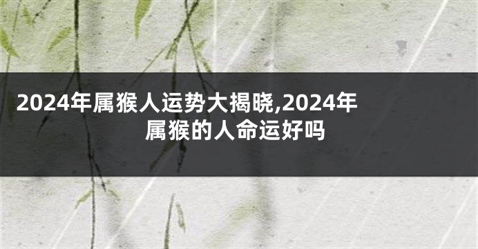 2024年属猴人运势大揭晓,2024年属猴的人命运好吗