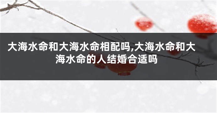 大海水命和大海水命相配吗,大海水命和大海水命的人结婚合适吗