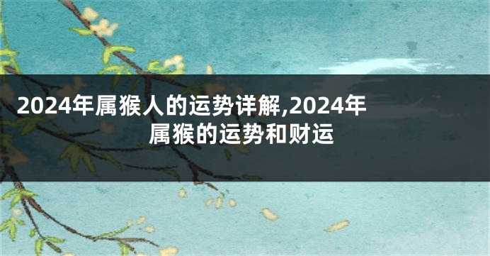 2024年属猴人的运势详解,2024年属猴的运势和财运