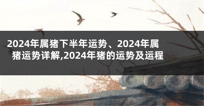 2024年属猪下半年运势、2024年属猪运势详解,2024年猪的运势及运程