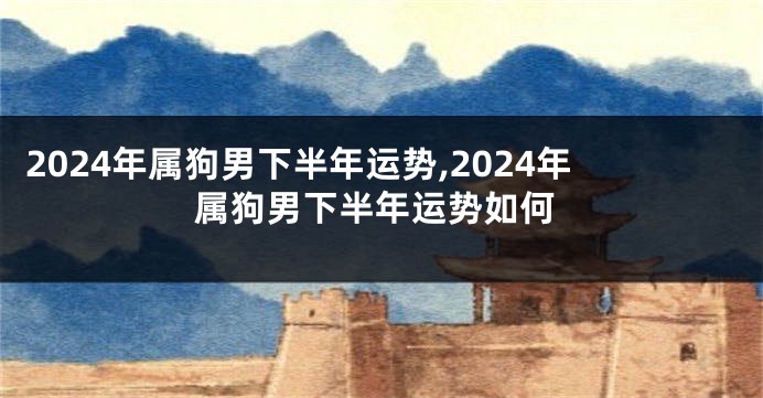 2024年属狗男下半年运势,2024年属狗男下半年运势如何