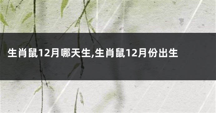 生肖鼠12月哪天生,生肖鼠12月份出生