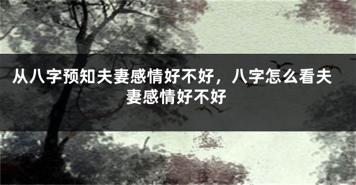 从八字预知夫妻感情好不好，八字怎么看夫妻感情好不好