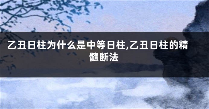 乙丑日柱为什么是中等日柱,乙丑日柱的精髓断法