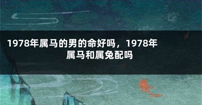 1978年属马的男的命好吗，1978年属马和属兔配吗