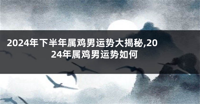 2024年下半年属鸡男运势大揭秘,2024年属鸡男运势如何