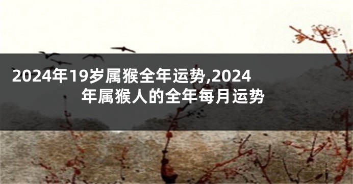 2024年19岁属猴全年运势,2024年属猴人的全年每月运势