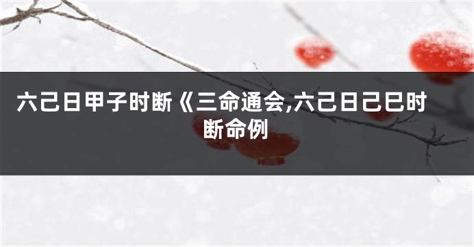 六己日甲子时断《三命通会,六己日己巳时断命例