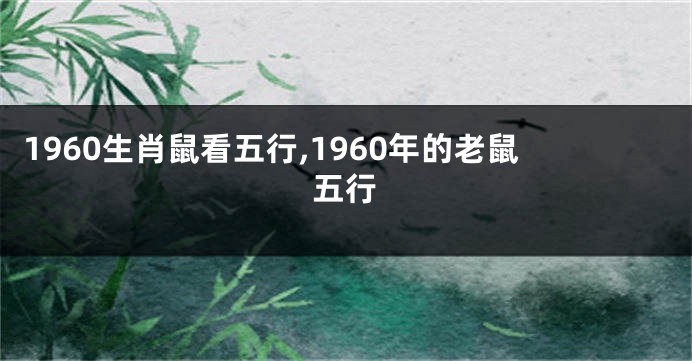 1960生肖鼠看五行,1960年的老鼠五行