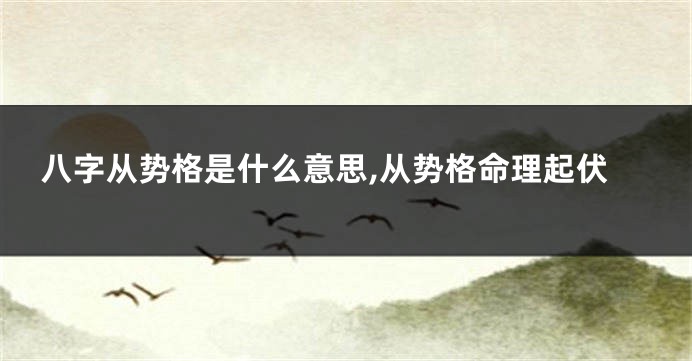 八字从势格是什么意思,从势格命理起伏