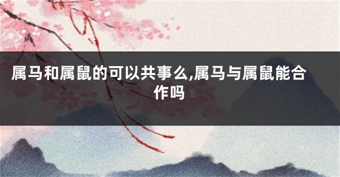 属马和属鼠的可以共事么,属马与属鼠能合作吗