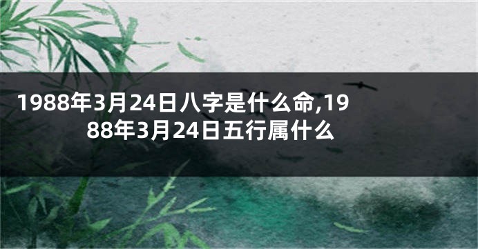 1988年3月24日八字是什么命,1988年3月24日五行属什么