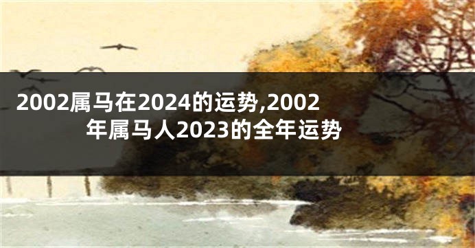 2002属马在2024的运势,2002年属马人2023的全年运势