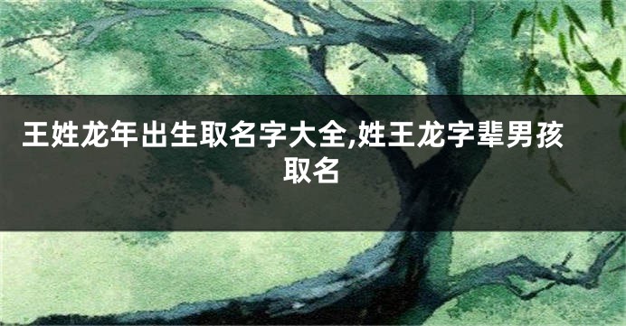 王姓龙年出生取名字大全,姓王龙字辈男孩取名