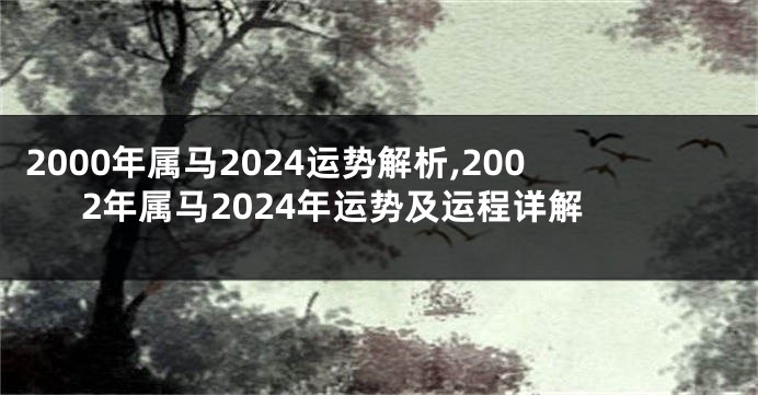 2000年属马2024运势解析,2002年属马2024年运势及运程详解