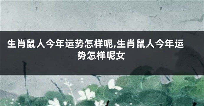 生肖鼠人今年运势怎样呢,生肖鼠人今年运势怎样呢女