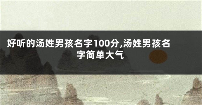 好听的汤姓男孩名字100分,汤姓男孩名字简单大气