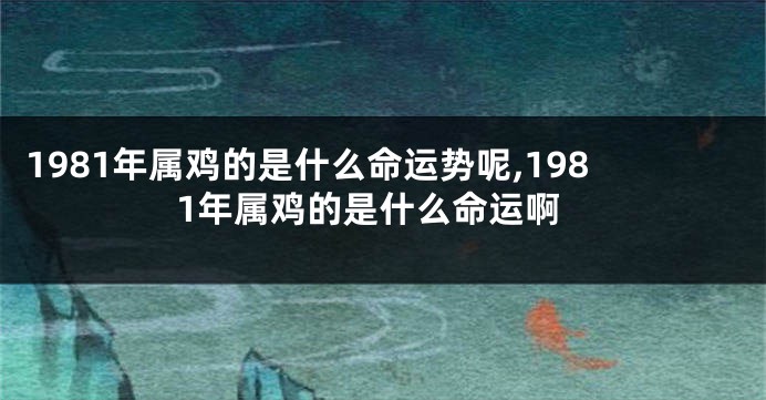 1981年属鸡的是什么命运势呢,1981年属鸡的是什么命运啊