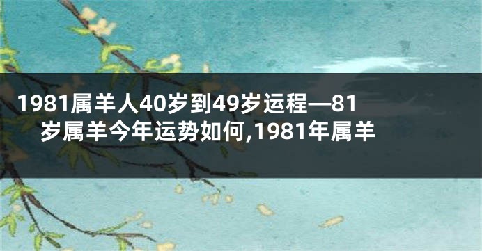 1981属羊人40岁到49岁运程—81岁属羊今年运势如何,1981年属羊