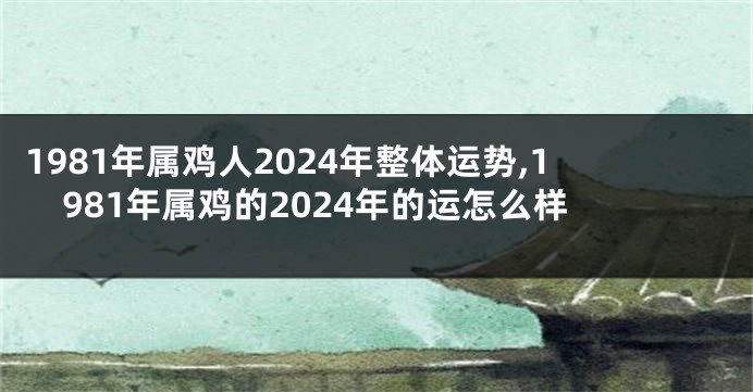 1981年属鸡人2024年整体运势,1981年属鸡的2024年的运怎么样