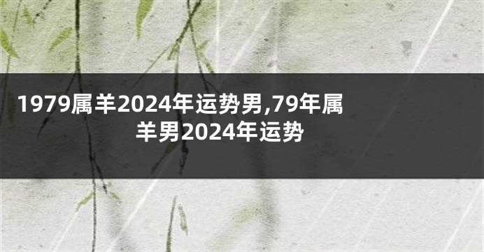 1979属羊2024年运势男,79年属羊男2024年运势