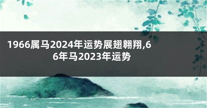 1966属马2024年运势展翅翱翔,66年马2023年运势