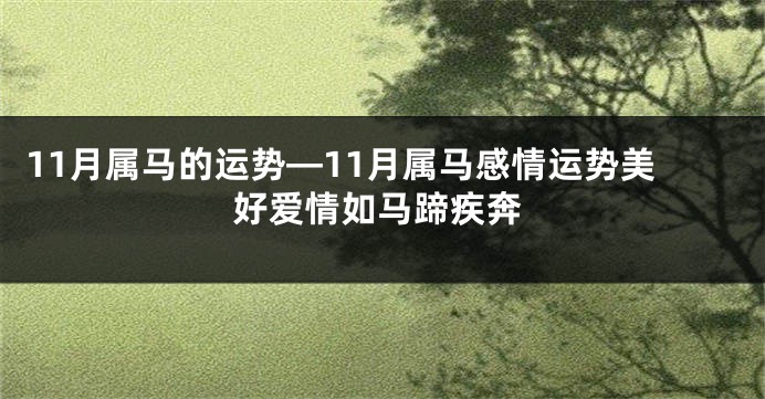 11月属马的运势—11月属马感情运势美好爱情如马蹄疾奔