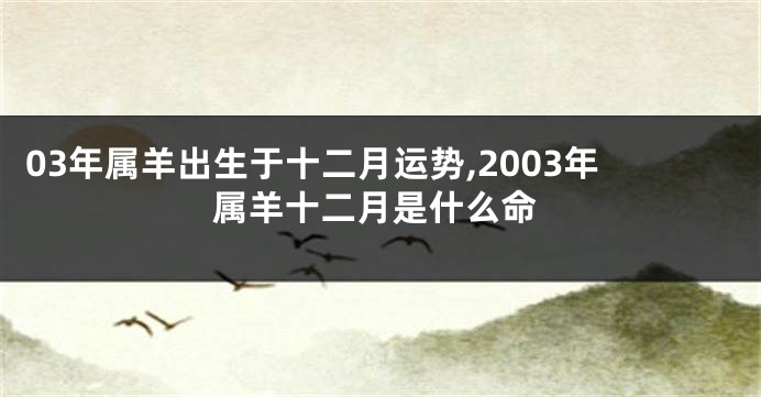 03年属羊出生于十二月运势,2003年属羊十二月是什么命