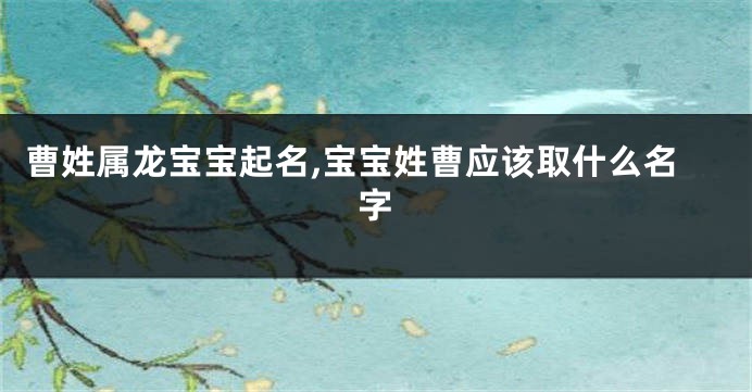 曹姓属龙宝宝起名,宝宝姓曹应该取什么名字