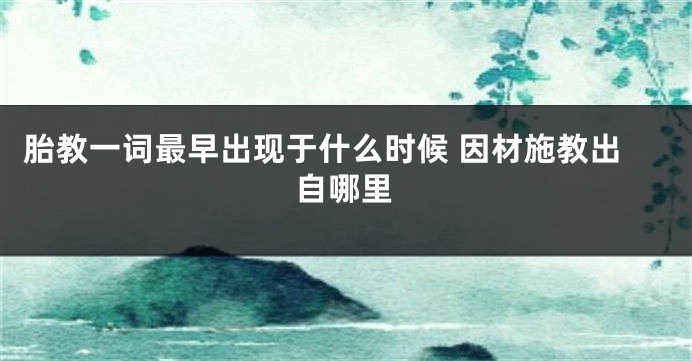 胎教一词最早出现于什么时候 因材施教出自哪里