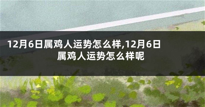 12月6日属鸡人运势怎么样,12月6日属鸡人运势怎么样呢