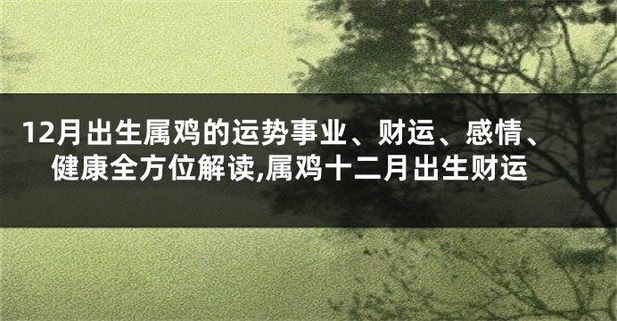 12月出生属鸡的运势事业、财运、感情、健康全方位解读,属鸡十二月出生财运