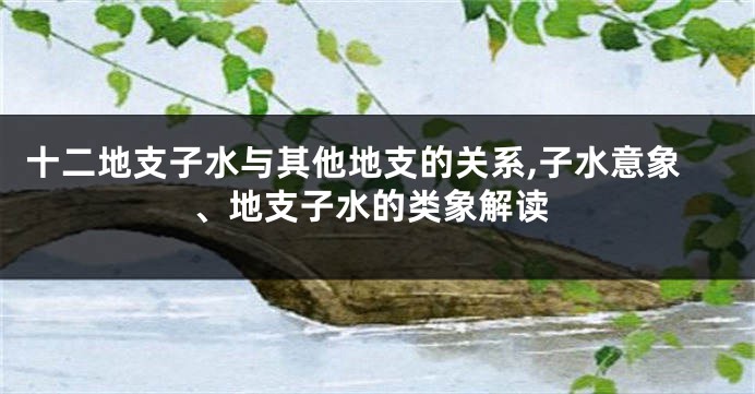 十二地支子水与其他地支的关系,子水意象、地支子水的类象解读