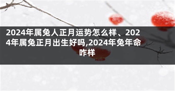 2024年属兔人正月运势怎么样、2024年属兔正月出生好吗,2024年兔年命咋样