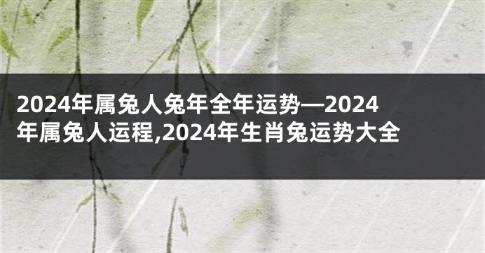 2024年属兔人兔年全年运势—2024年属兔人运程,2024年生肖兔运势大全