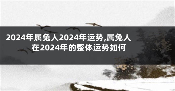 2024年属兔人2024年运势,属兔人在2024年的整体运势如何