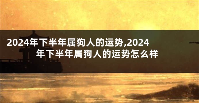 2024年下半年属狗人的运势,2024年下半年属狗人的运势怎么样