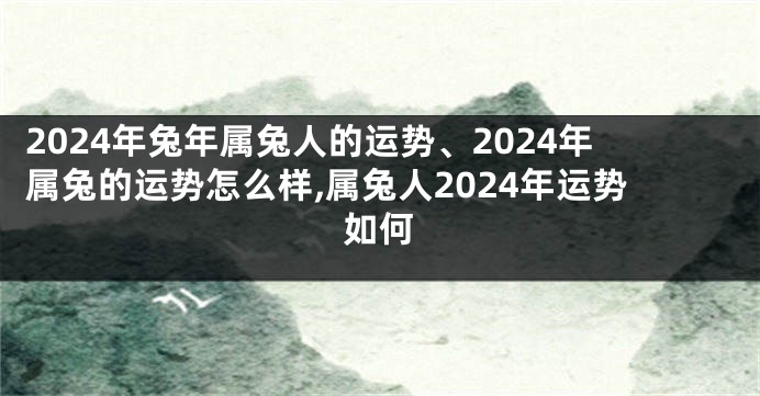 2024年兔年属兔人的运势、2024年属兔的运势怎么样,属兔人2024年运势如何