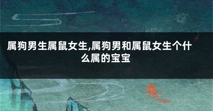 属狗男生属鼠女生,属狗男和属鼠女生个什么属的宝宝