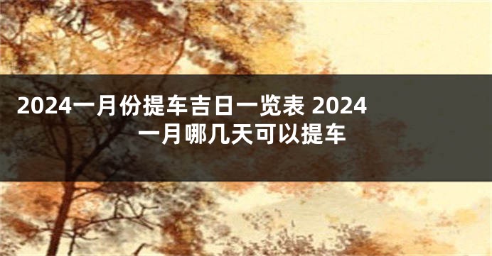 2024一月份提车吉日一览表 2024一月哪几天可以提车