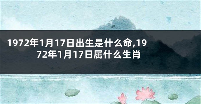 1972年1月17日出生是什么命,1972年1月17日属什么生肖