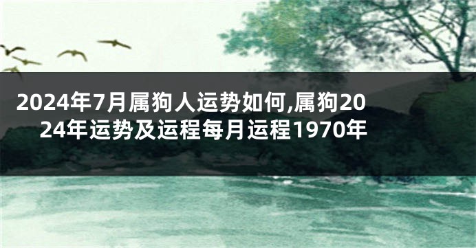 2024年7月属狗人运势如何,属狗2024年运势及运程每月运程1970年