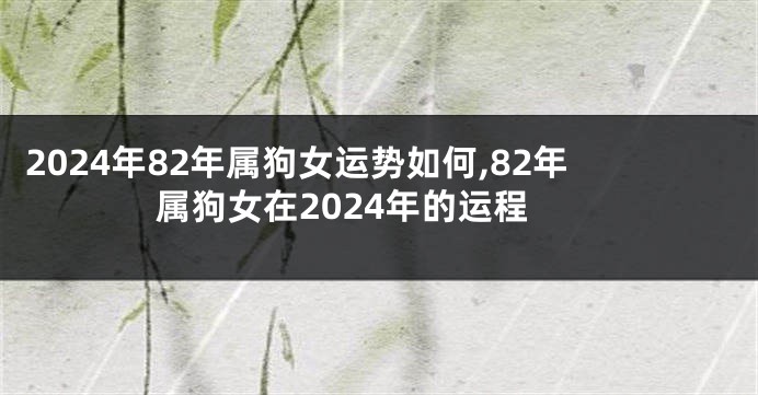 2024年82年属狗女运势如何,82年属狗女在2024年的运程