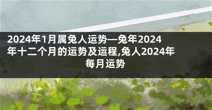 2024年1月属兔人运势—兔年2024年十二个月的运势及运程,兔人2024年每月运势