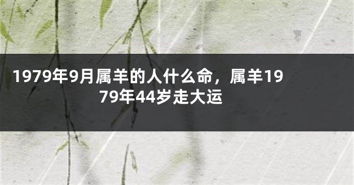 1979年9月属羊的人什么命，属羊1979年44岁走大运