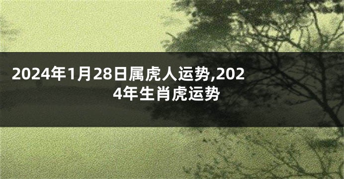 2024年1月28日属虎人运势,2024年生肖虎运势