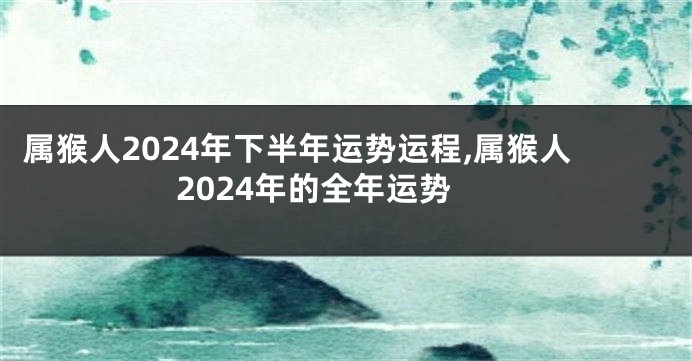 属猴人2024年下半年运势运程,属猴人2024年的全年运势