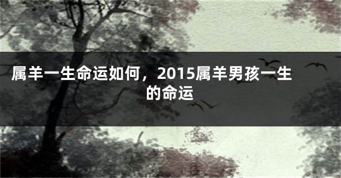 属羊一生命运如何，2015属羊男孩一生的命运