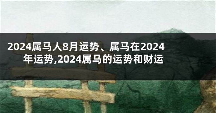 2024属马人8月运势、属马在2024年运势,2024属马的运势和财运