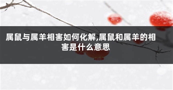 属鼠与属羊相害如何化解,属鼠和属羊的相害是什么意思